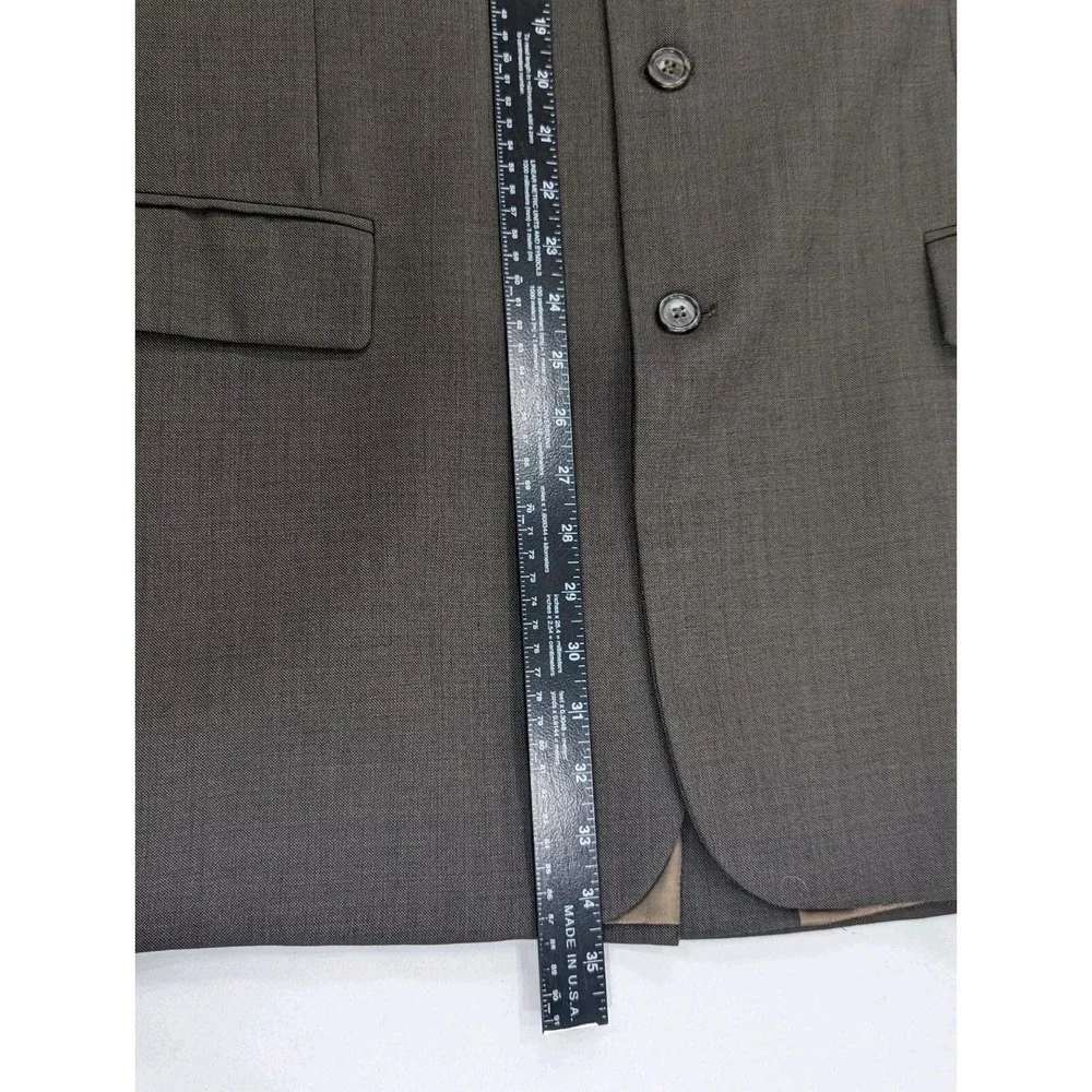 Jos Bank Blazer Coat Sport Suit Jacket 100% Wool Brown Green Crosshatch 46XLong